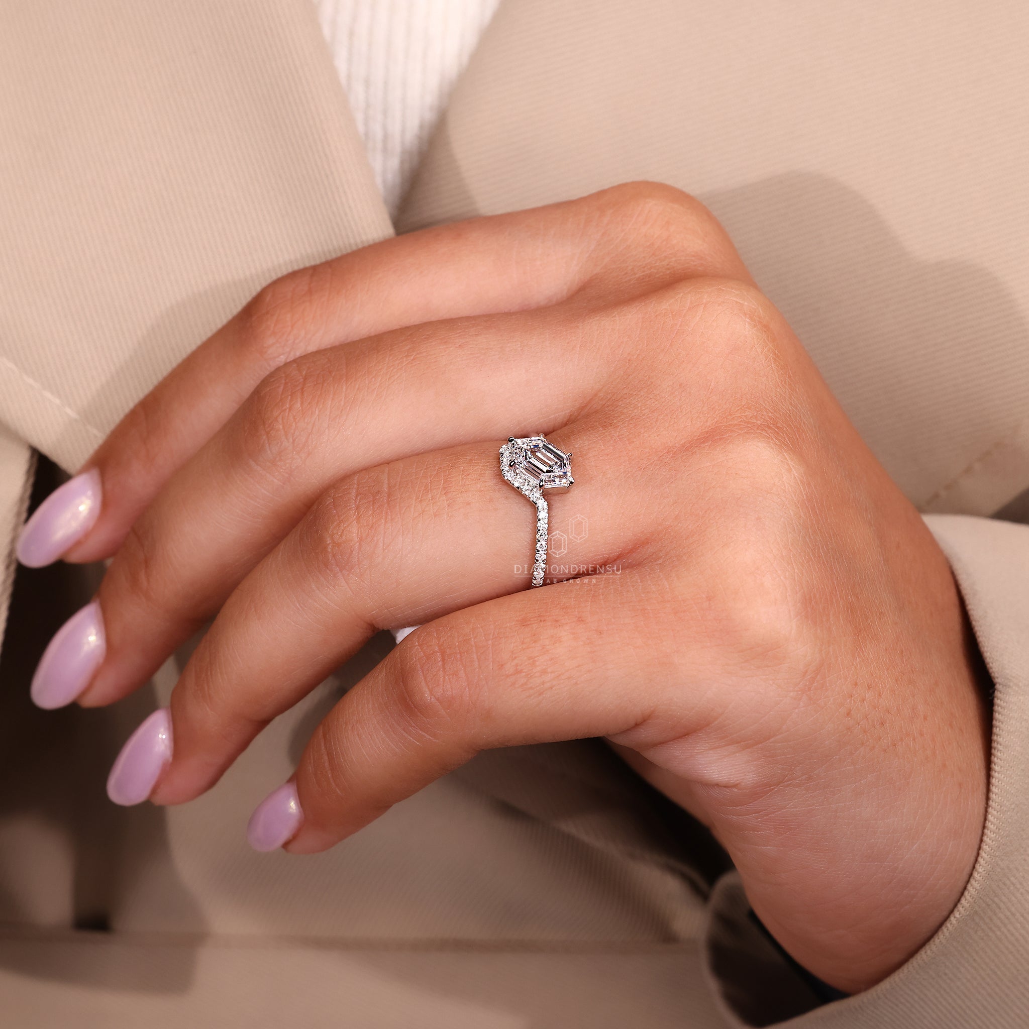 IGI certified radiant cut lab grown diamond ring