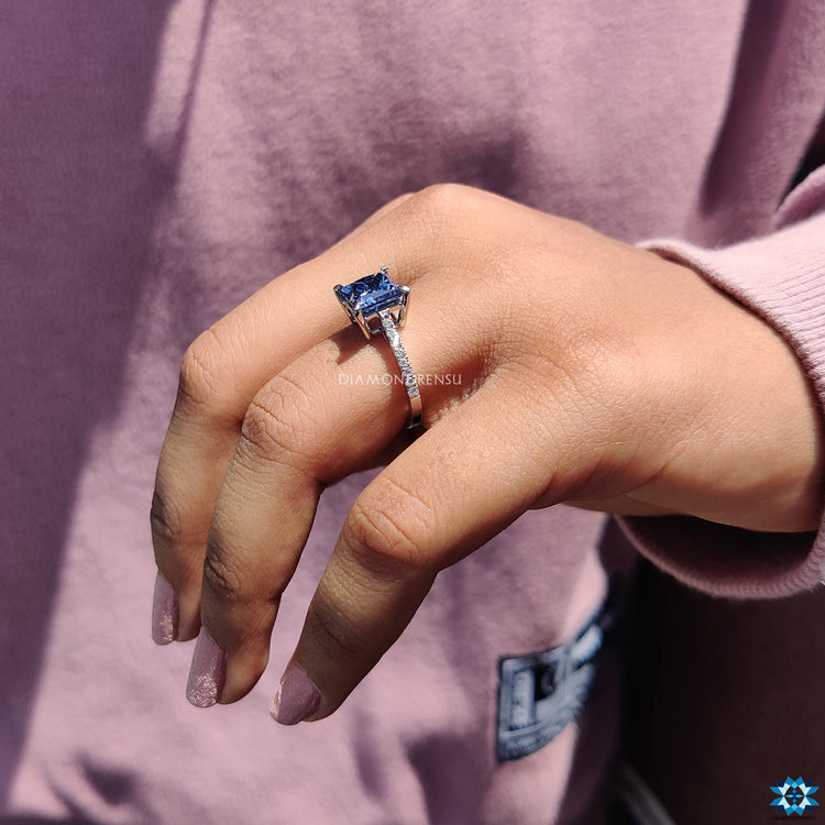 Royal Dark Blue Princess Cut Ring