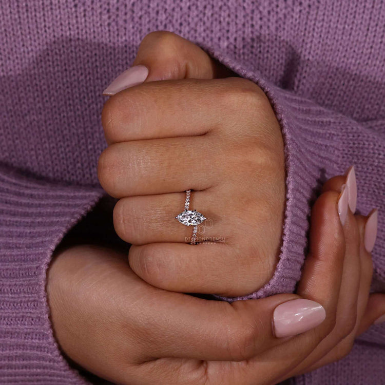 Bypass engagement ring with a six prong setting, perfect for modern and unique engagement ring designs.