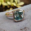 Bezel radiant engagement ring bezel radiant ring Cyan Blue Ring moissanite for engagement ring custom ring