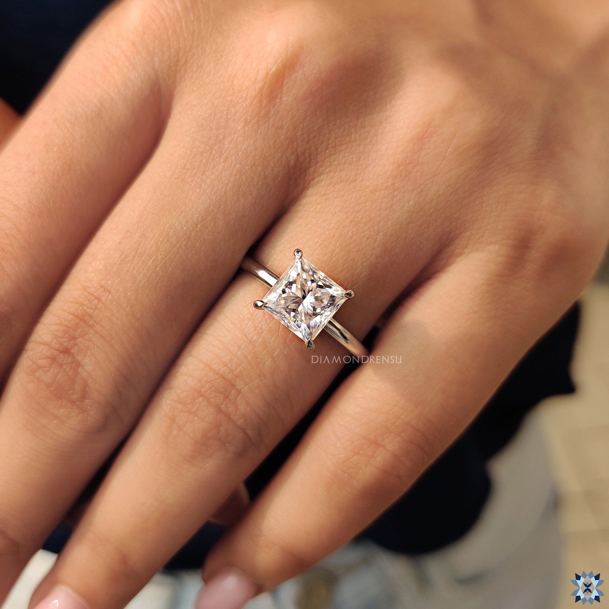 Custom engagement ring with princess cut engagement ring