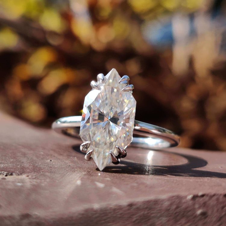 Dutch marquise engagement ring with solitaire setting.