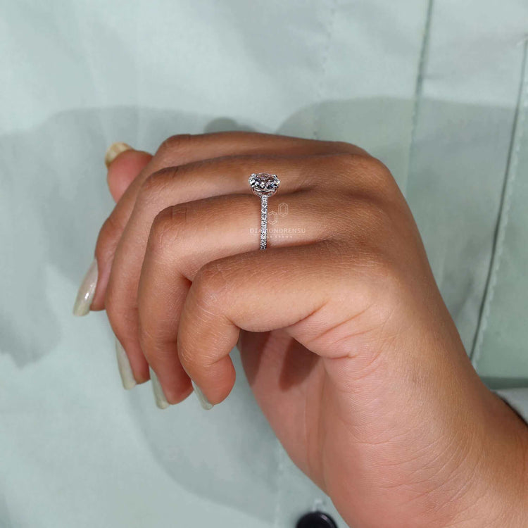Claw prong ring crafted with a cathedral setting, offering elegance and durability for UK engagement ring traditions.