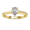 Pear diamond ring with solitaire cathedral setting.