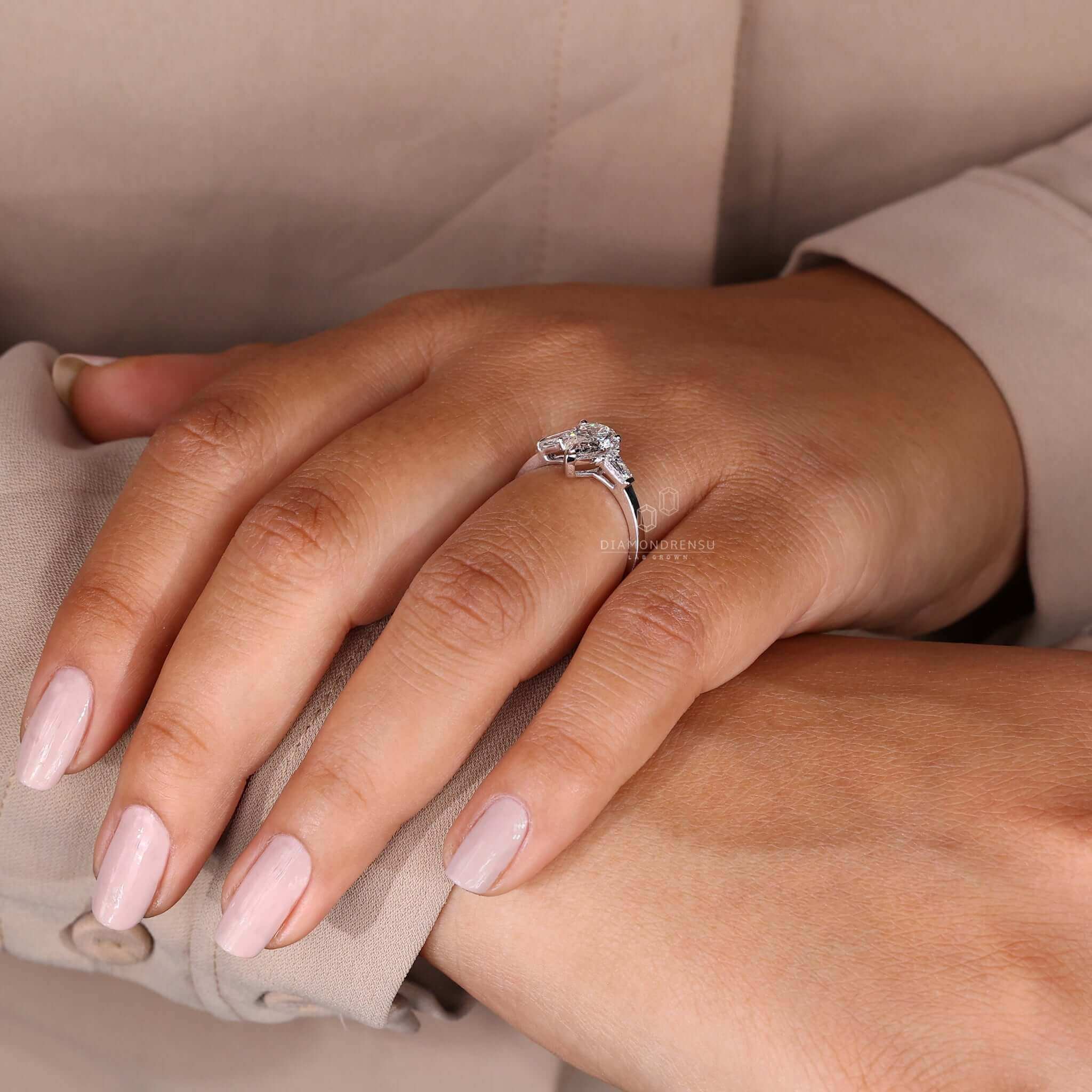 Tapered baguette engagement ring for a timeless and chic look.