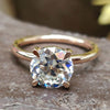 A stunning round solitaire engagement ring with a round brilliant cut diamond, showcasing timeless elegance and sophistication.
