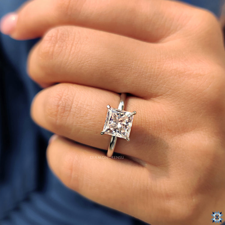 Princess Cut Engagement Ring with claw prong ring