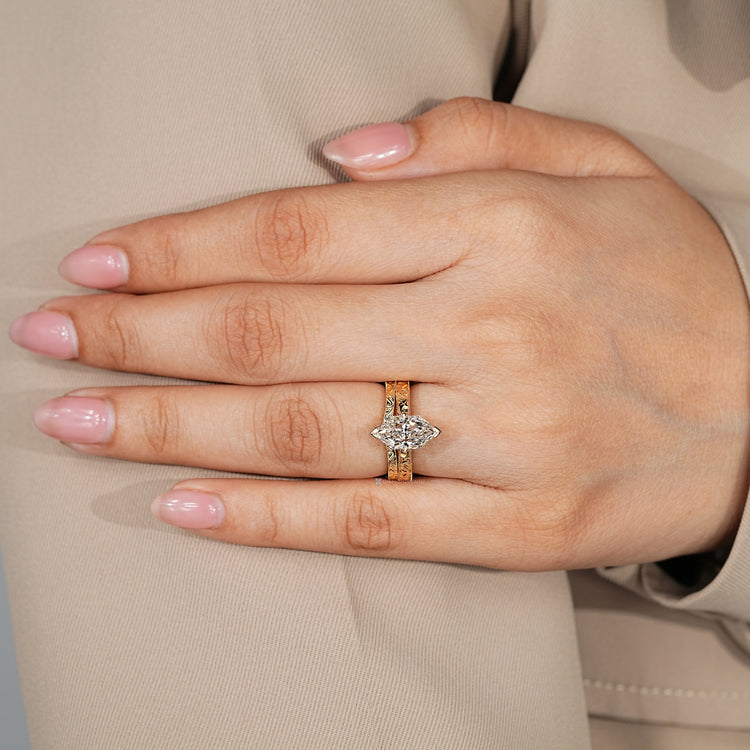 Dutch marquise bridal set with Art Deco band.