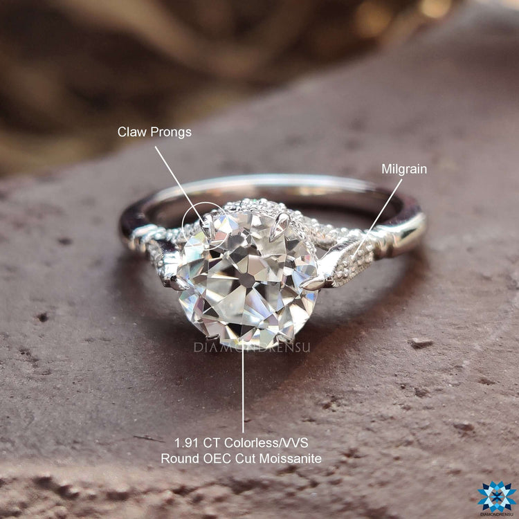 White gold ring with vintage gold engagement ring for a contrasting style.