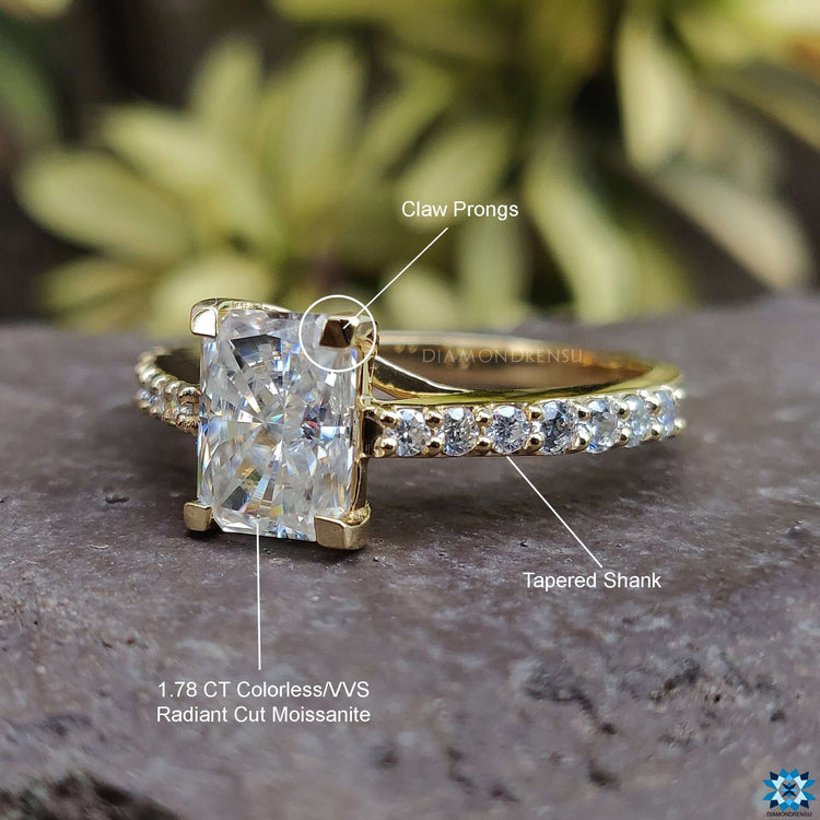 Handmade jewelry, diamondrensu UK engagement ring, radiant moissanite ring