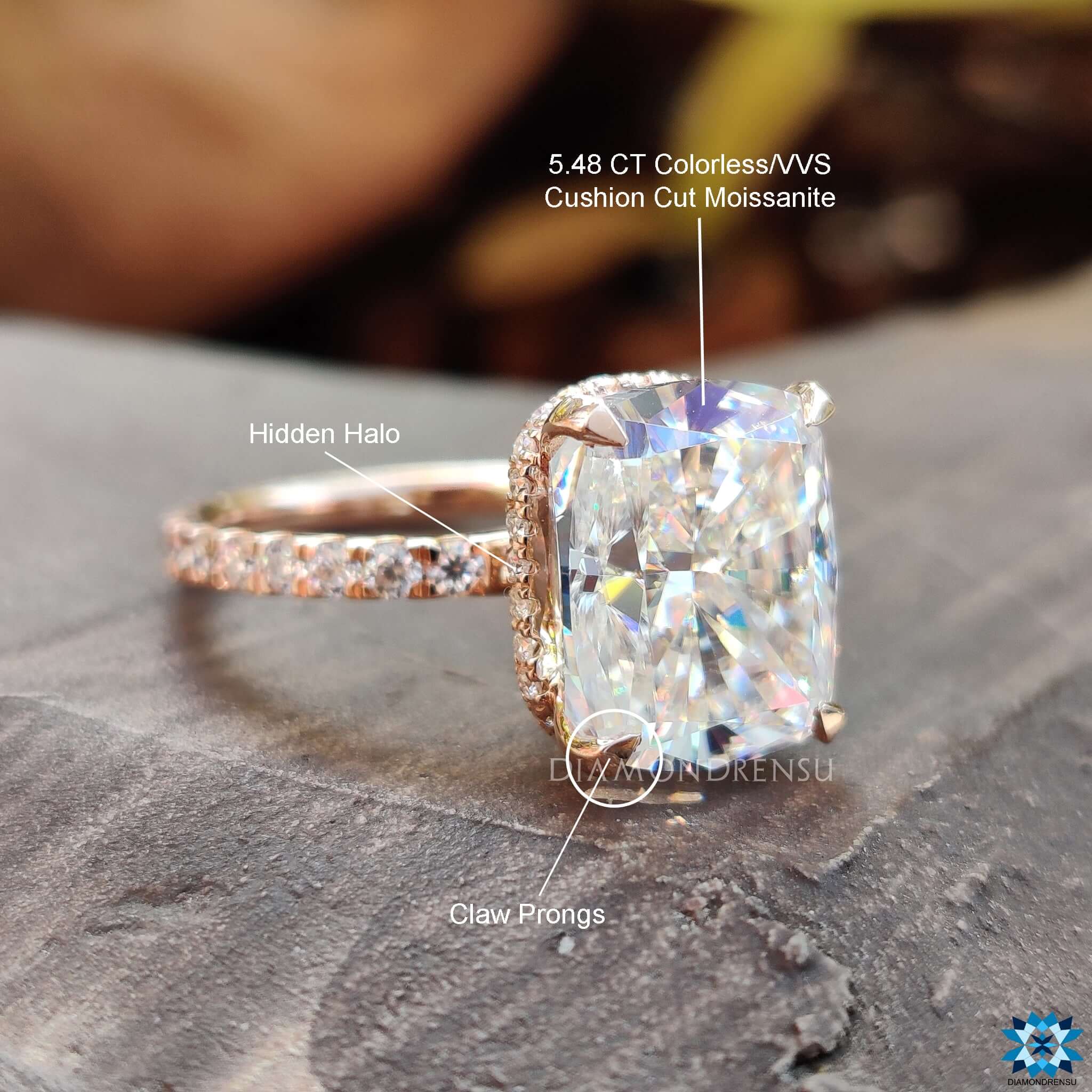 Pave Round Cut Moissanite Ring with a sparkling finish.