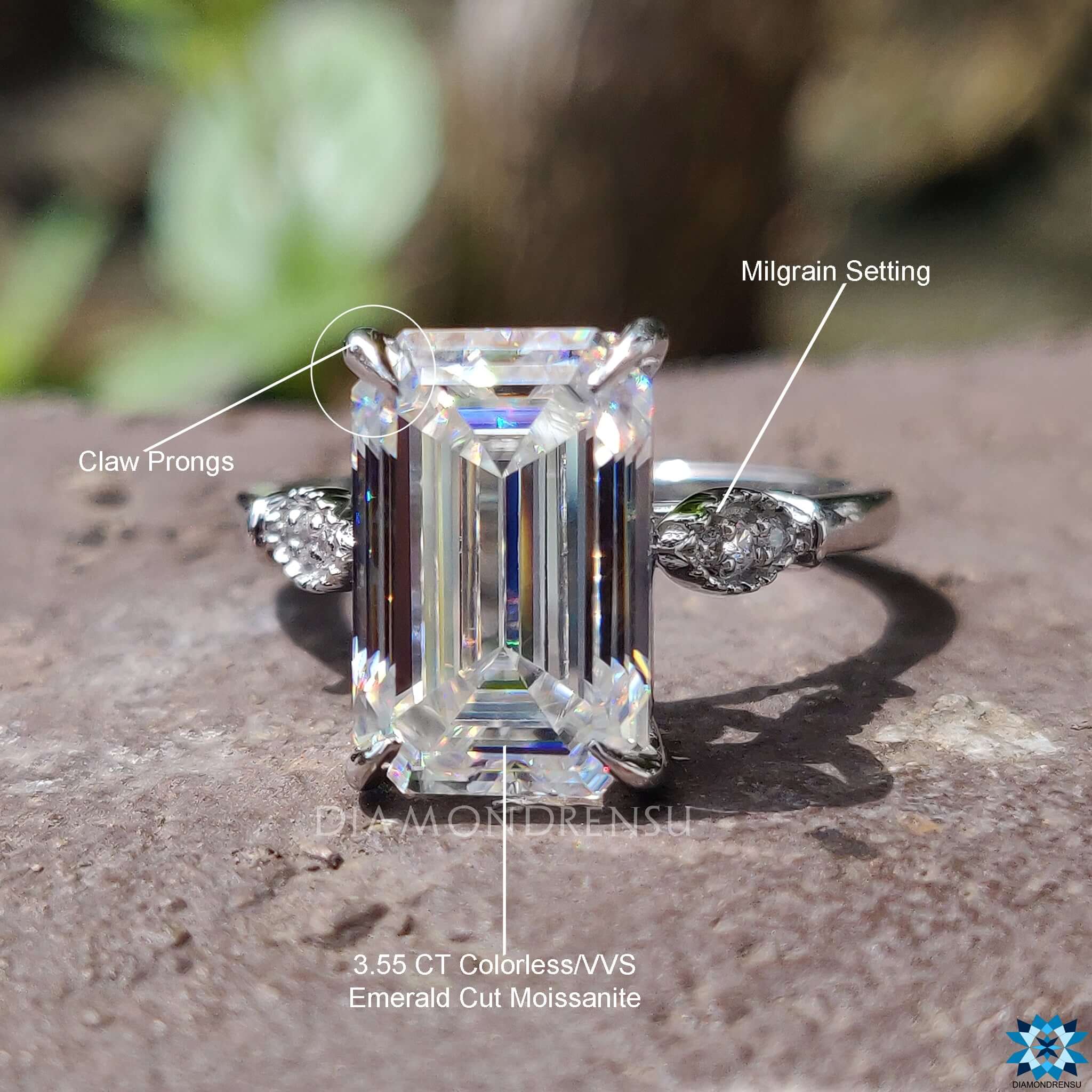 Engagement ring for her with vintage milgrain accents.