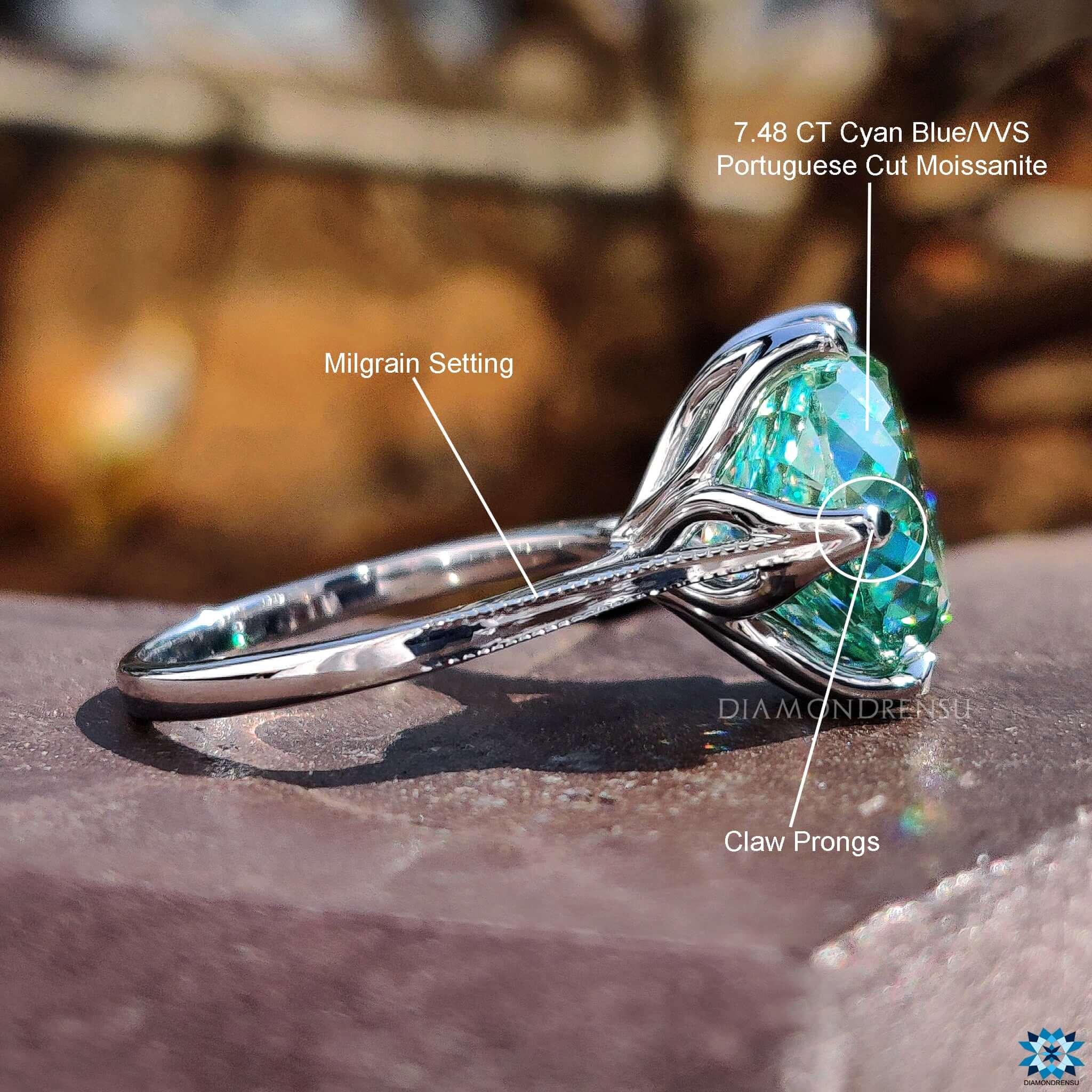 Handmade jewelry featuring milgrain cathedral ring.