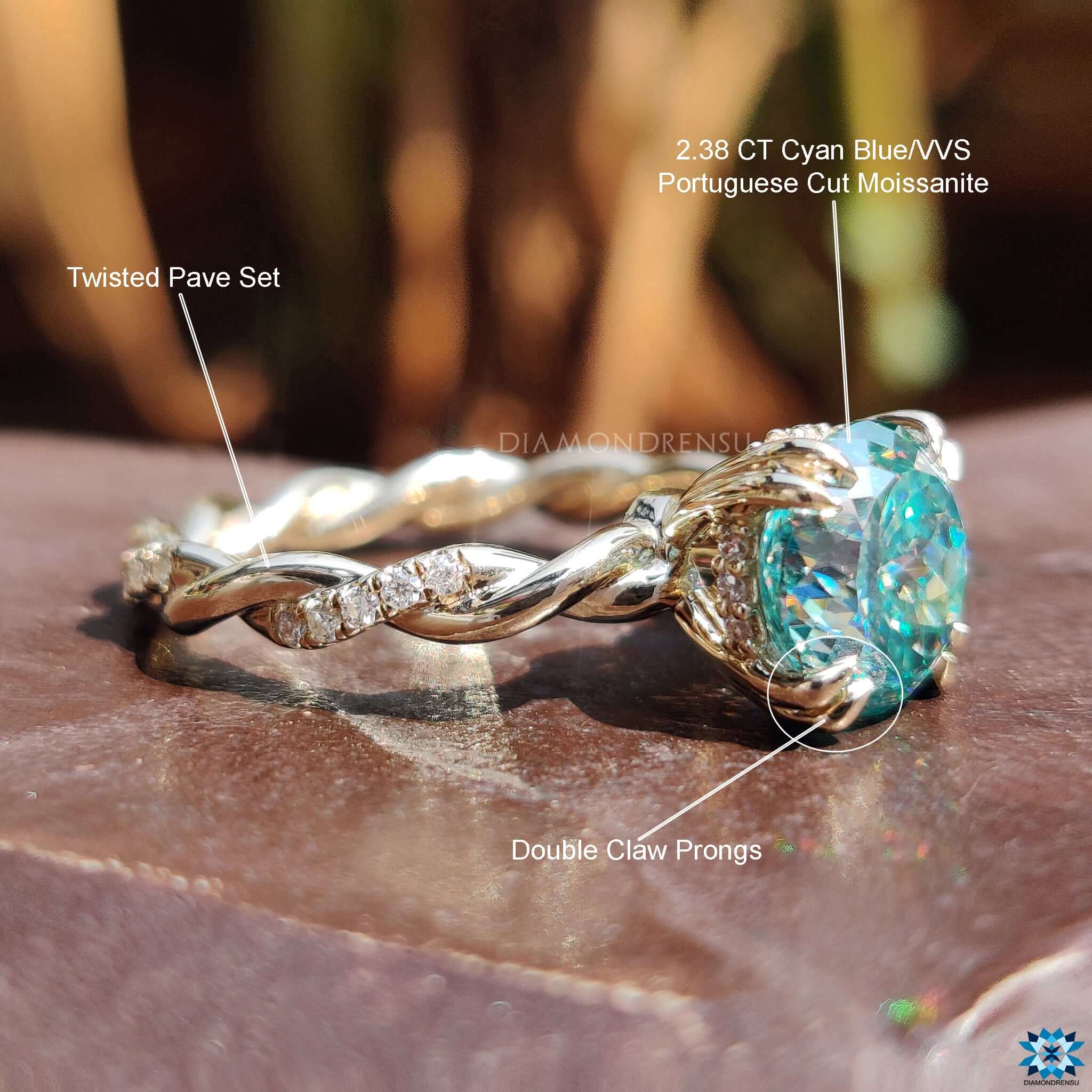 Handmade Portuguese moissanite ring.