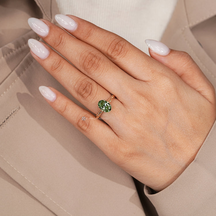 IGI certified oval cut engagement ring handmade.
