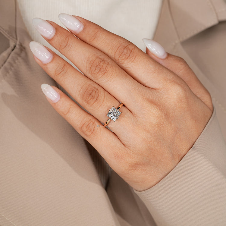 IGI certified princess cut diamond solitaire ring.
