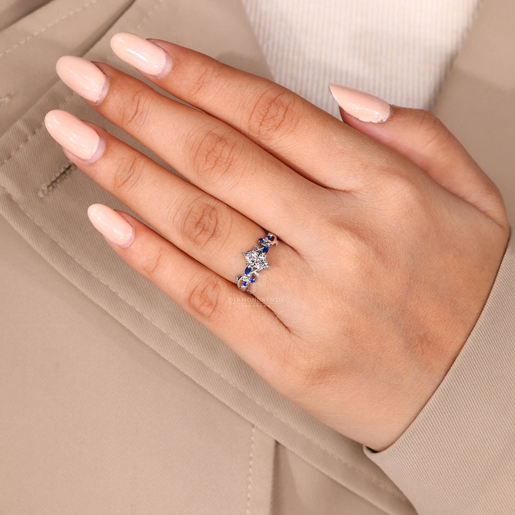 Leaf design marquise diamond ring with lab grown diamond.