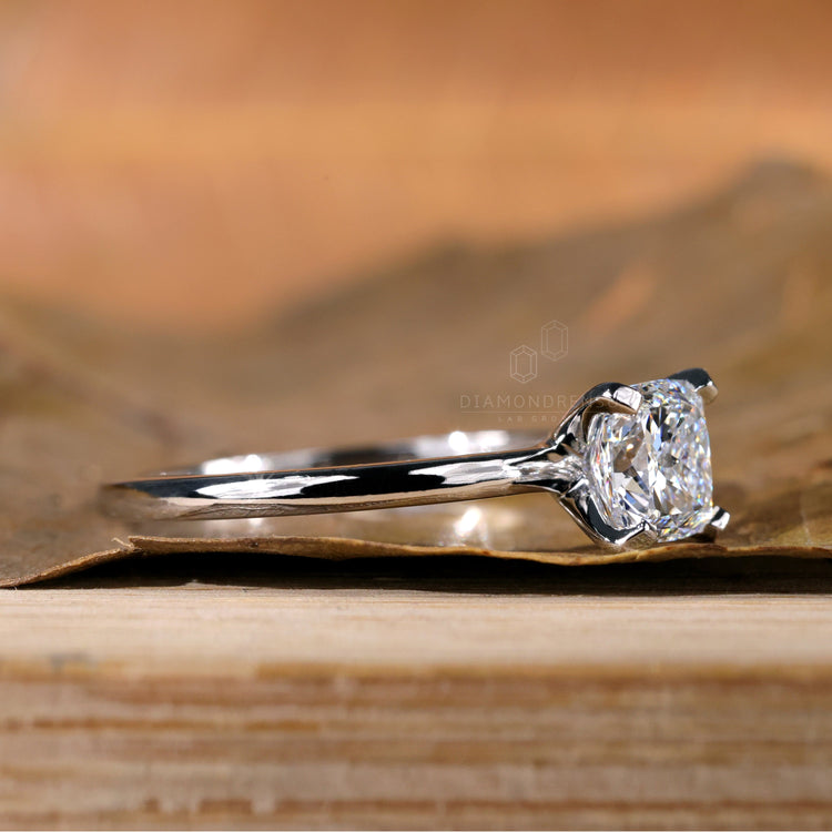Elegant cushion diamond ring with IGI-certified authenticity.