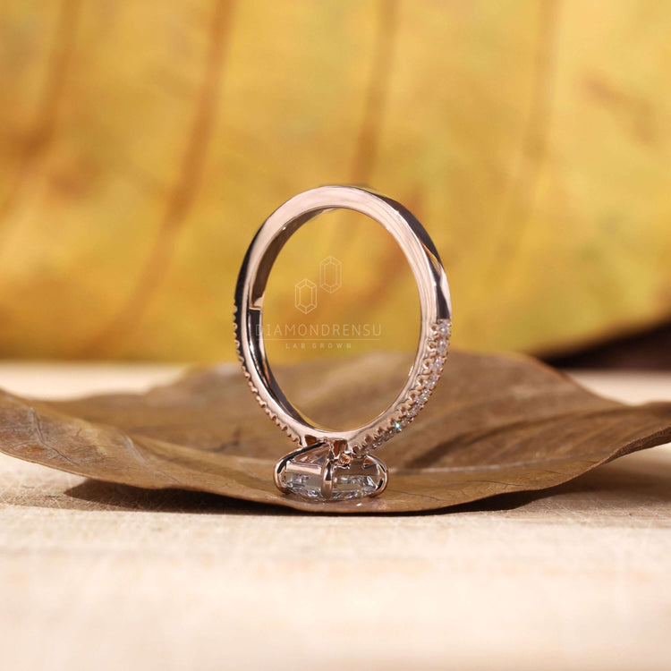 Rose gold diamond ring with a unique handmade design