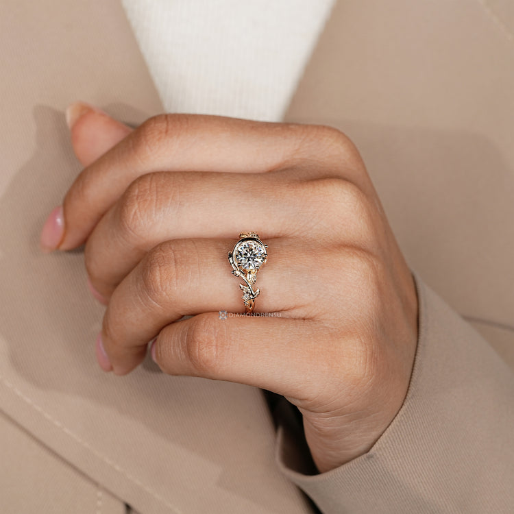 IGI certified round cut diamond engagement ring.
