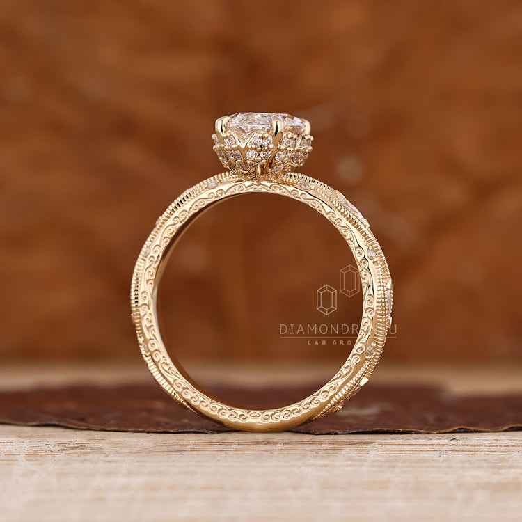 Marquise Engagement Ring in Vintage Style