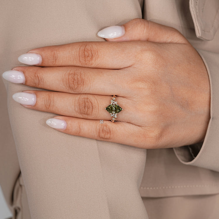 Dutch marquise ring with six leaf prong setting.