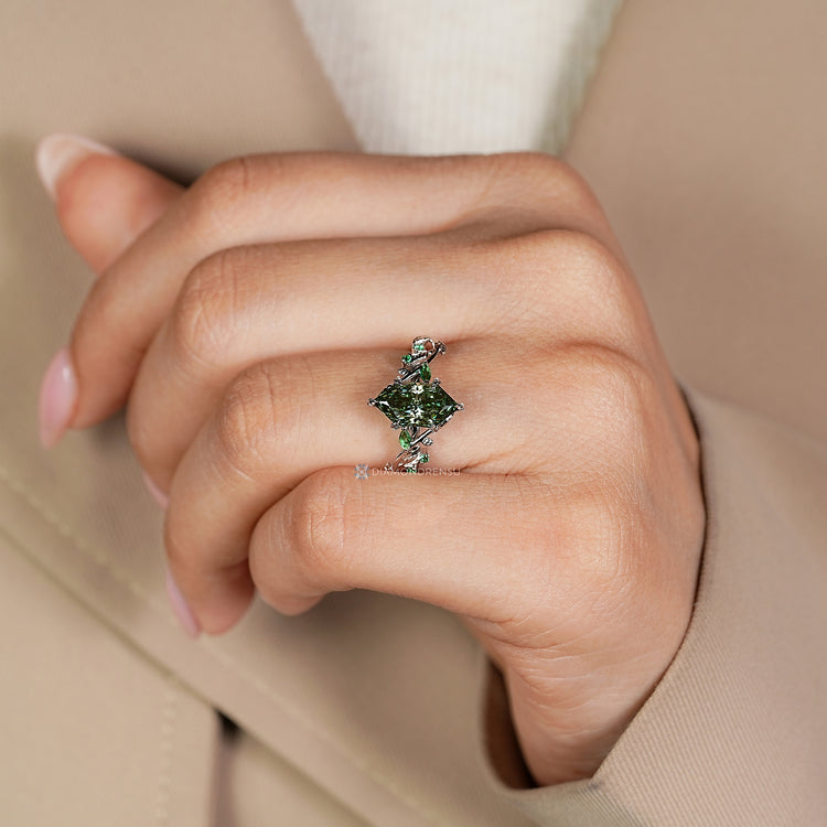 IGI certified green diamond engagement ring handmade.