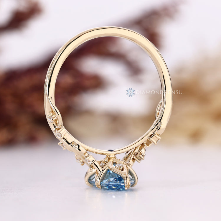 Nature inspired ring with hidden round diamond accents