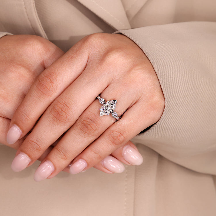 Three stone lab grown diamond ring handmade in UK