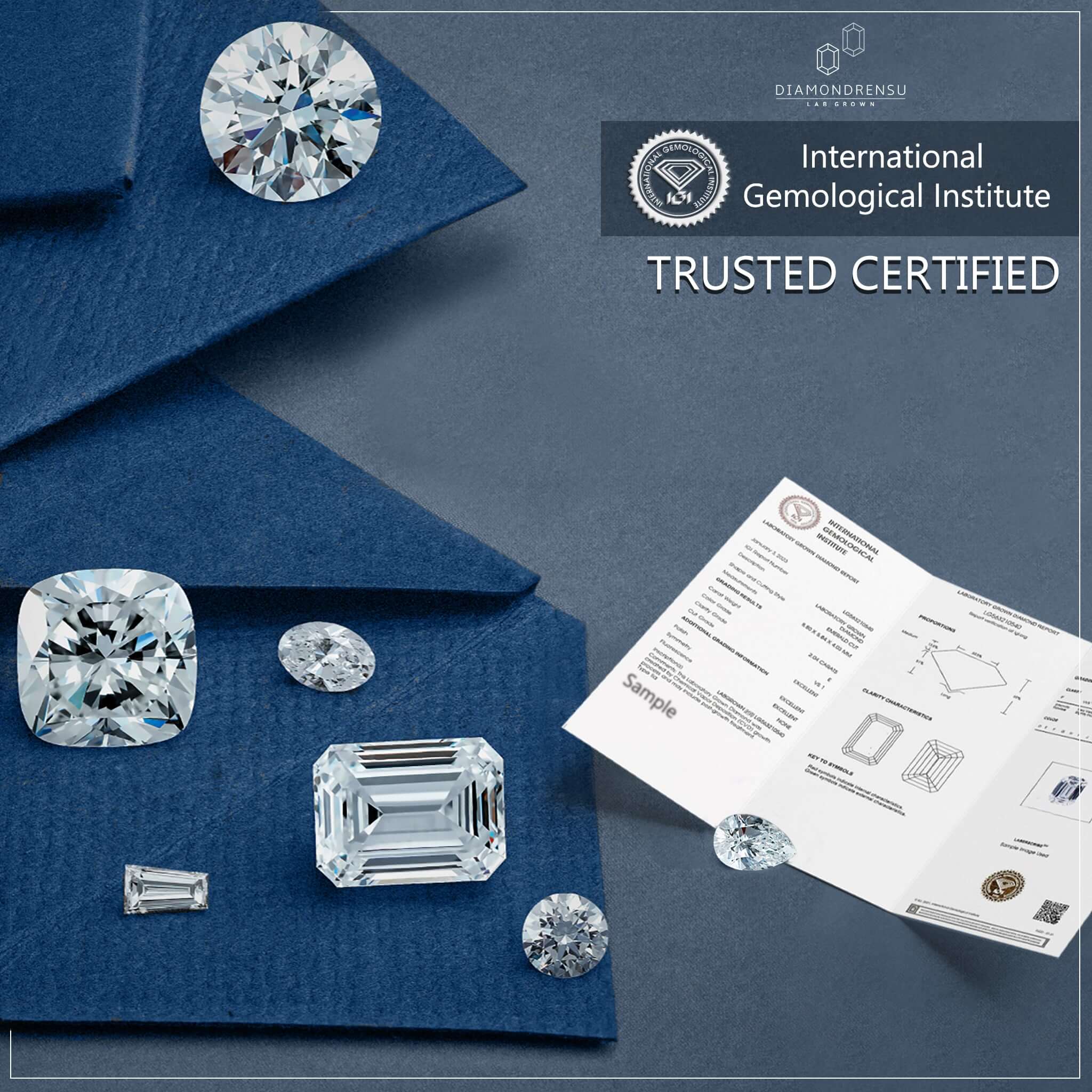 Lab grIGI certified ring with round diamond and halo design.
own diamond ring with IGI certified quality for everyday wear.