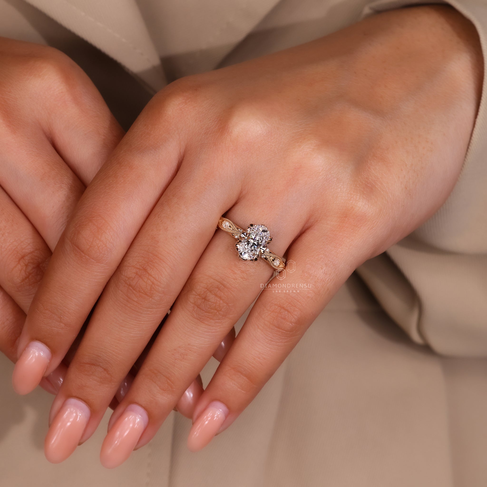 IGI certified stone used in yellow gold ring.