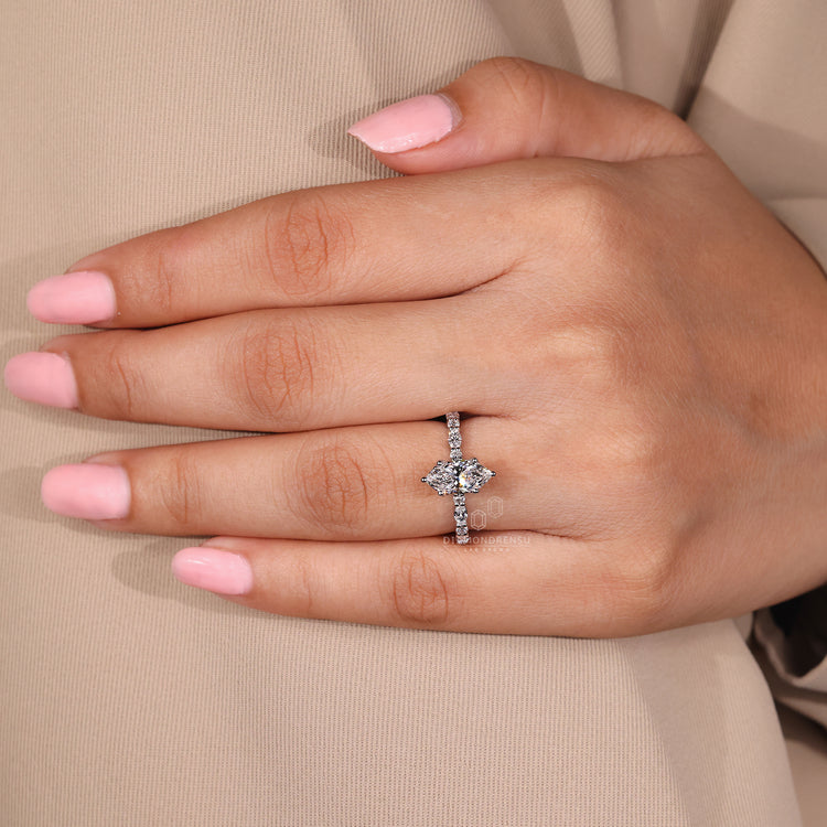 Lab Grown Diamond ring with marquise center stone.