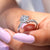 White gold engagement ring with compass prong setting. White gold engagement ring with compass prong setting.