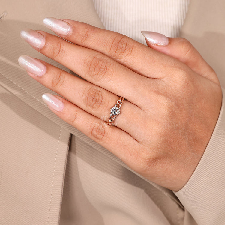 Buy diamond ring with a cluster and milgrain mix.