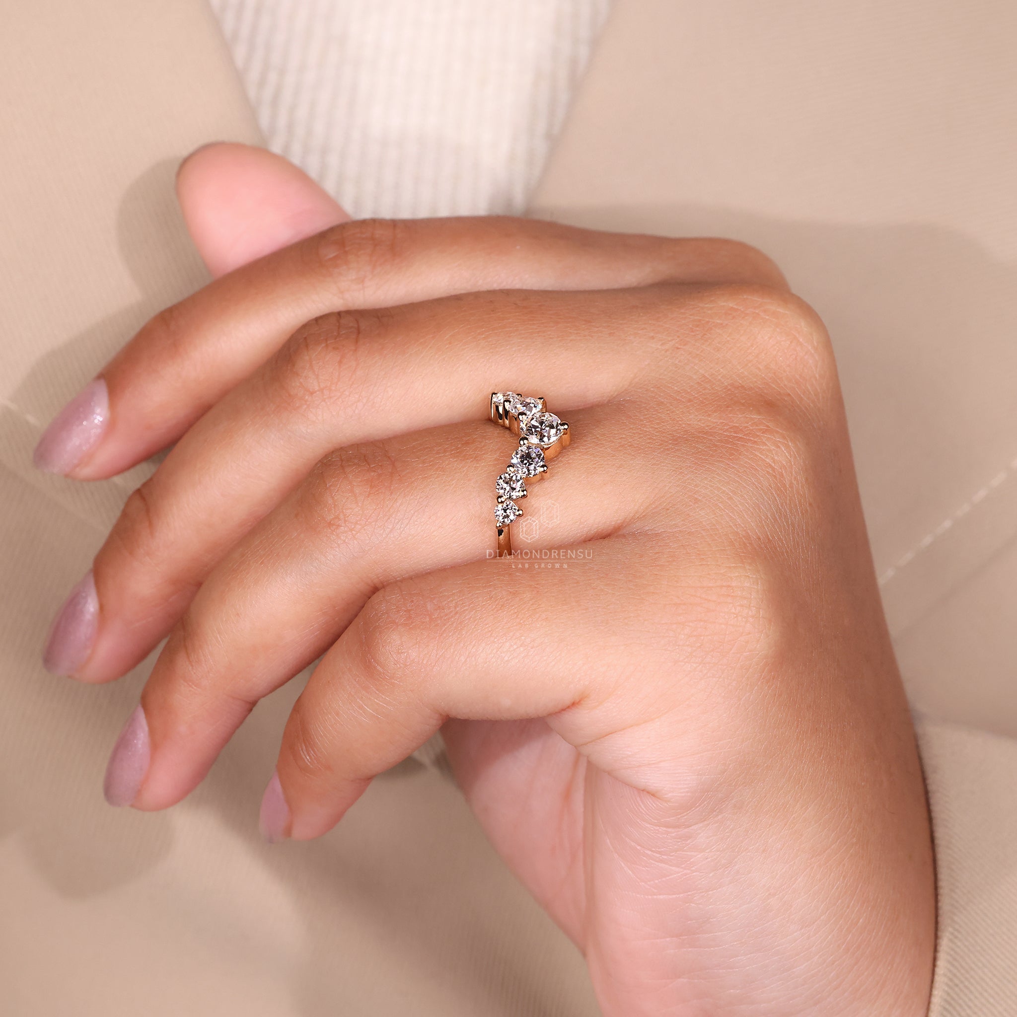 Lab Grown Diamond set in a 7 stone wedding band.