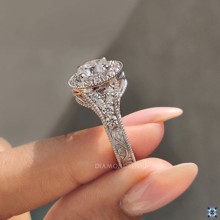 White gold ring in vintage engagement ring style
