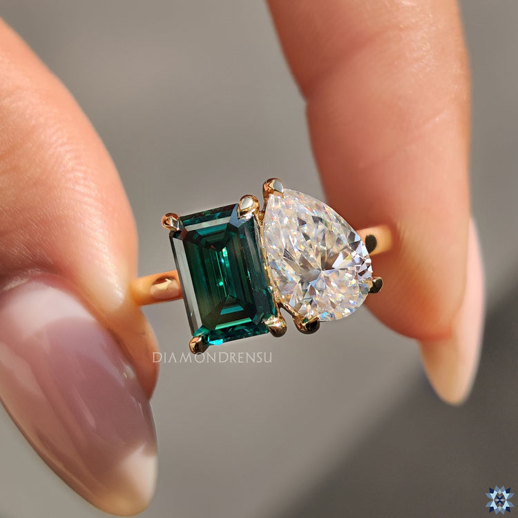 Toi et moi ring with moissanite ring