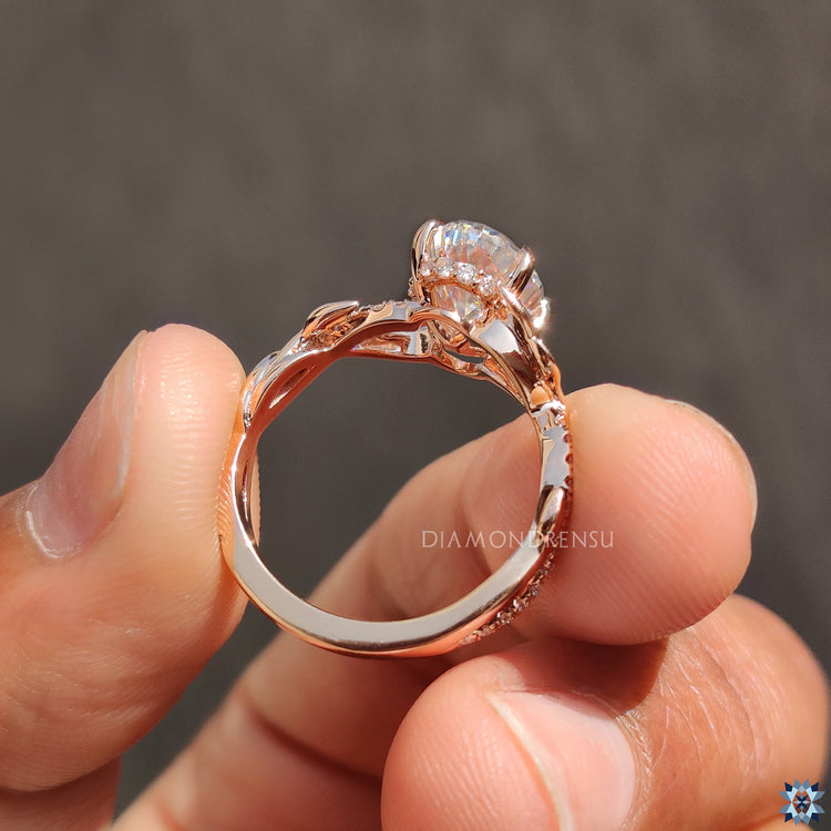 Moissanite ring with oval brilliant cut ring
