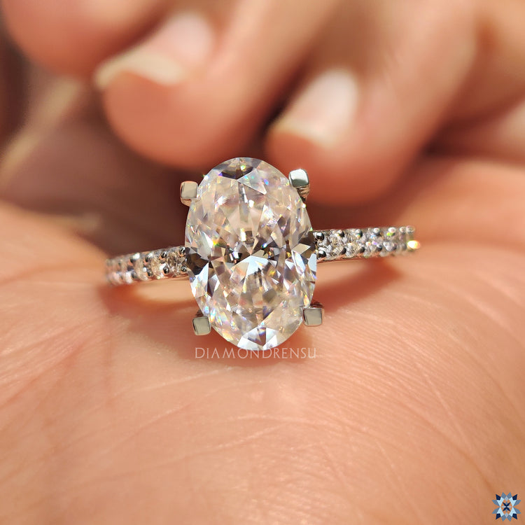 Pave engagement ring in moissanite ring design
