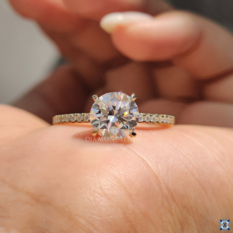 Moissanite ring in round cut ring setting
