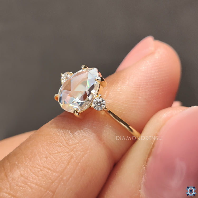 Yellow gold ring in rose cut moissanite ring style