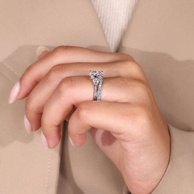 Buy bridal set with half eternity band and handmade jewellery design.