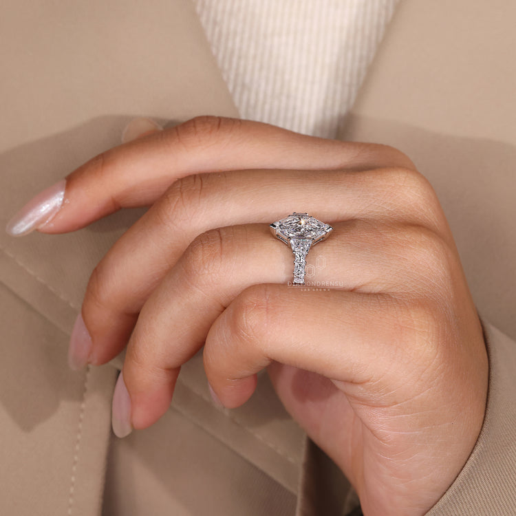 Lab grown diamond engagement ring in white gold.