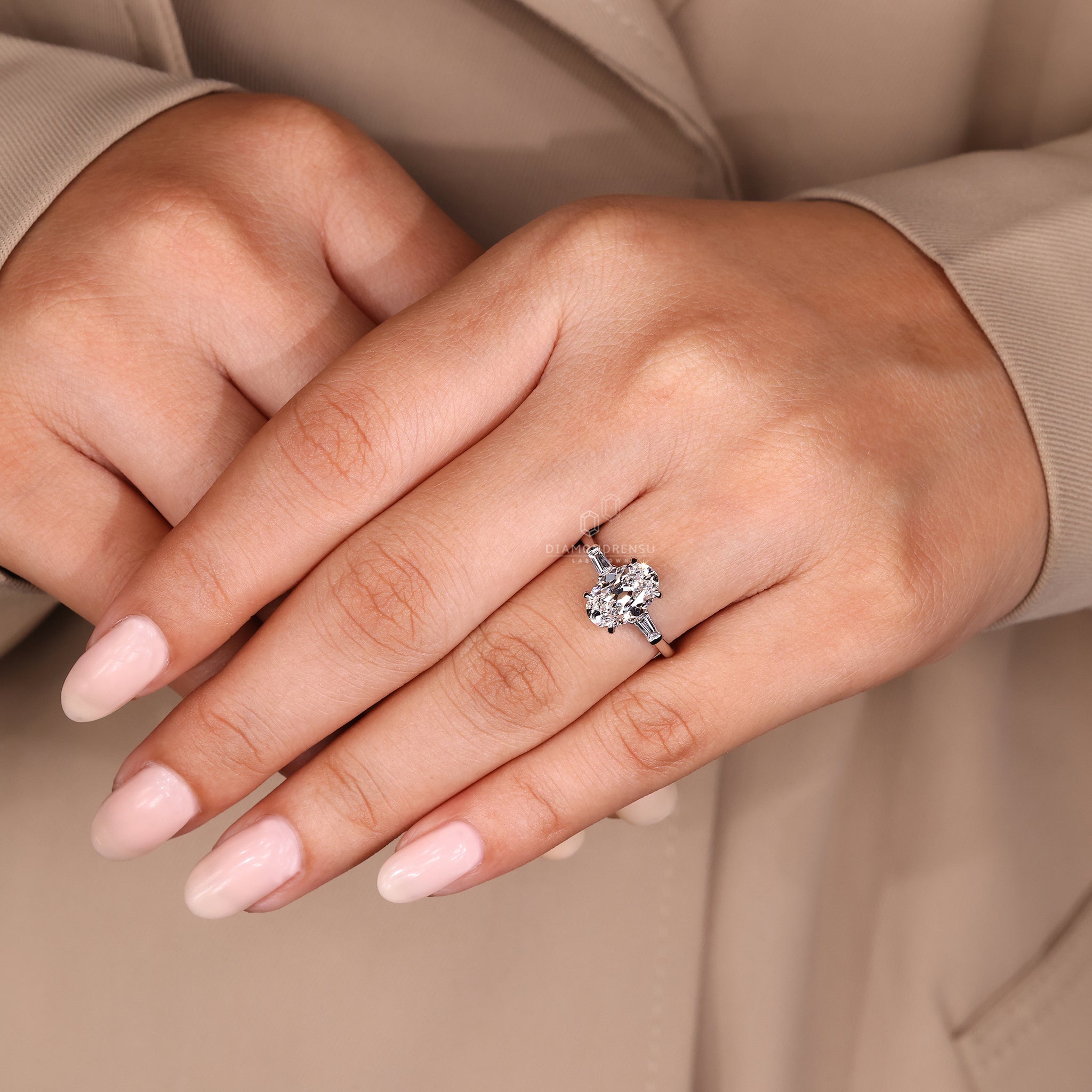 Bar setting ring with old European cut center diamond