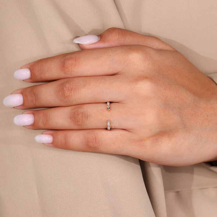 Handmade jewellery designed with elegance in an open gap wedding band.