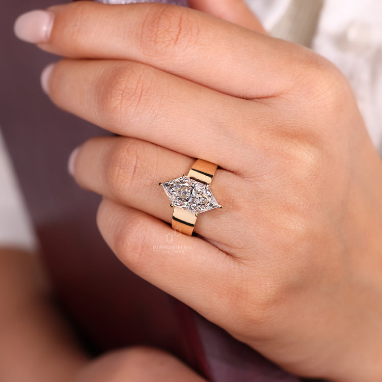 Lab grown diamond ring with six claw prong setting