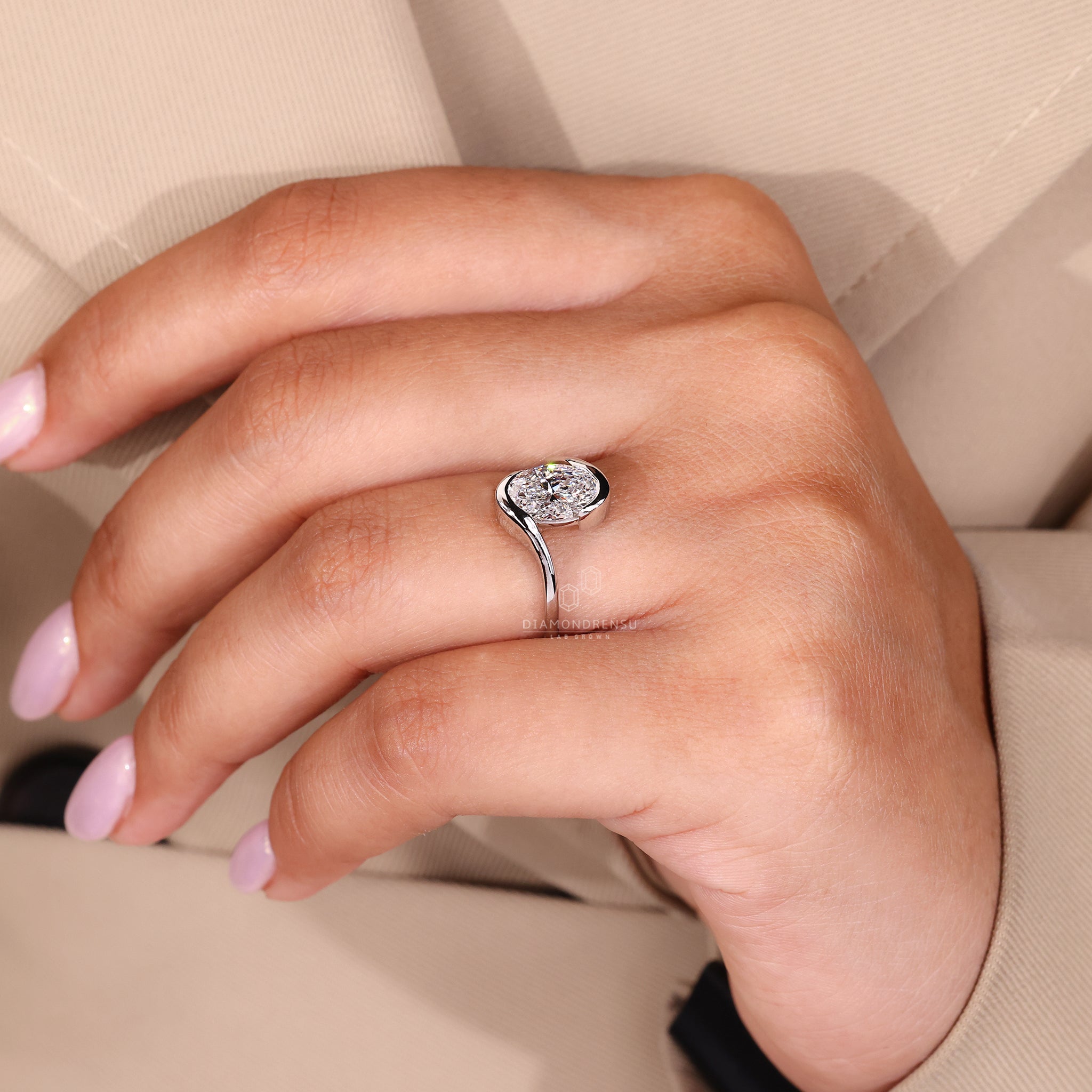 Amethyst diamond ring paired with lab grown stones.