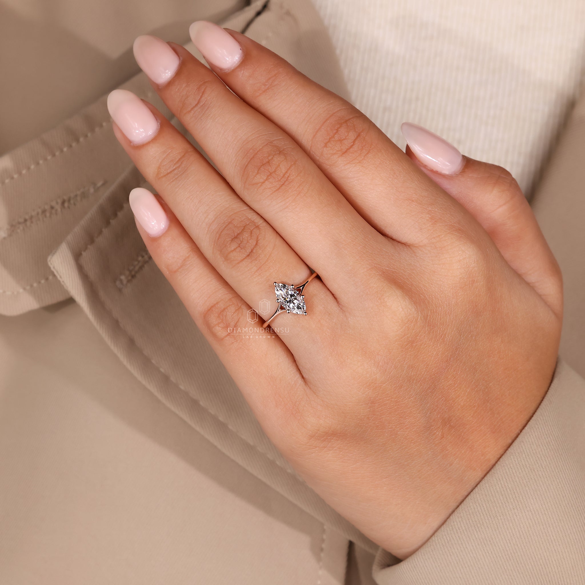 Handmade jewelry ring with unique marquise cut