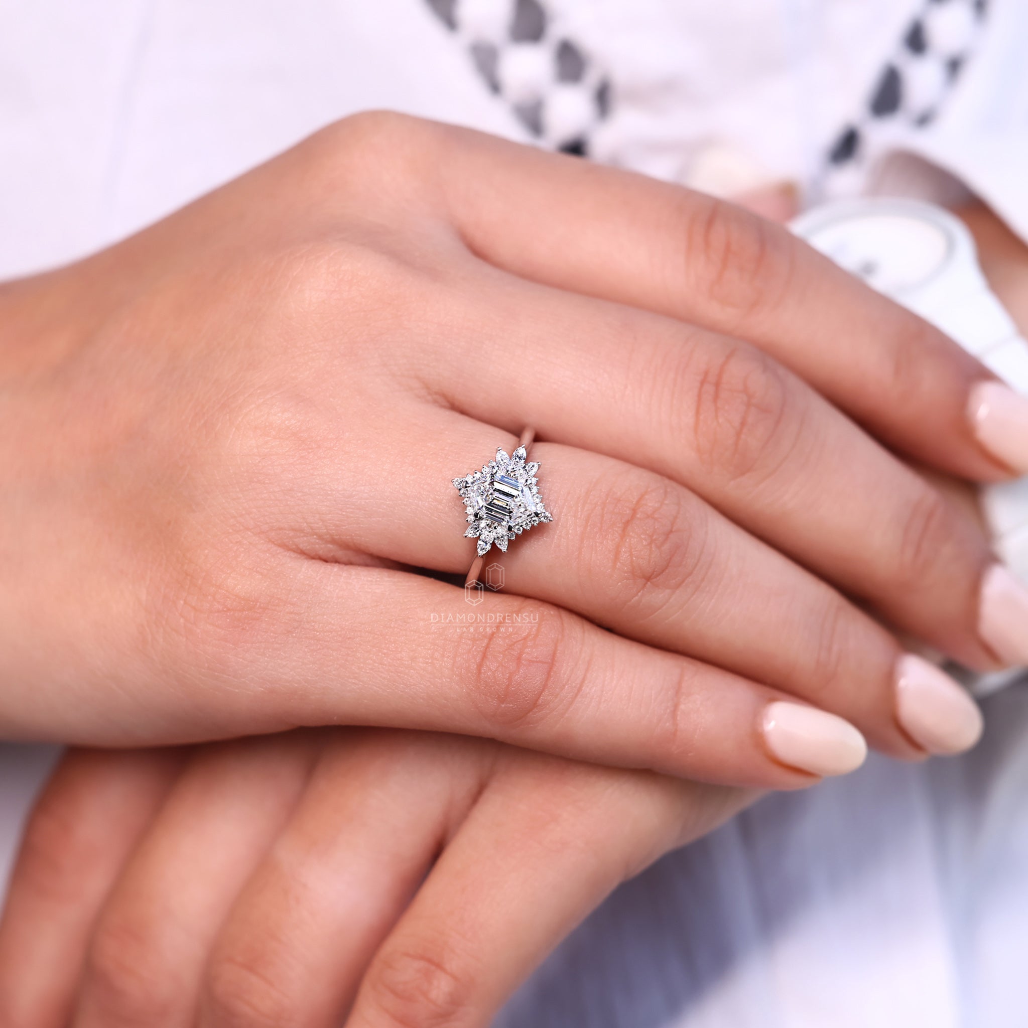 Unique engagement ring with muse setting