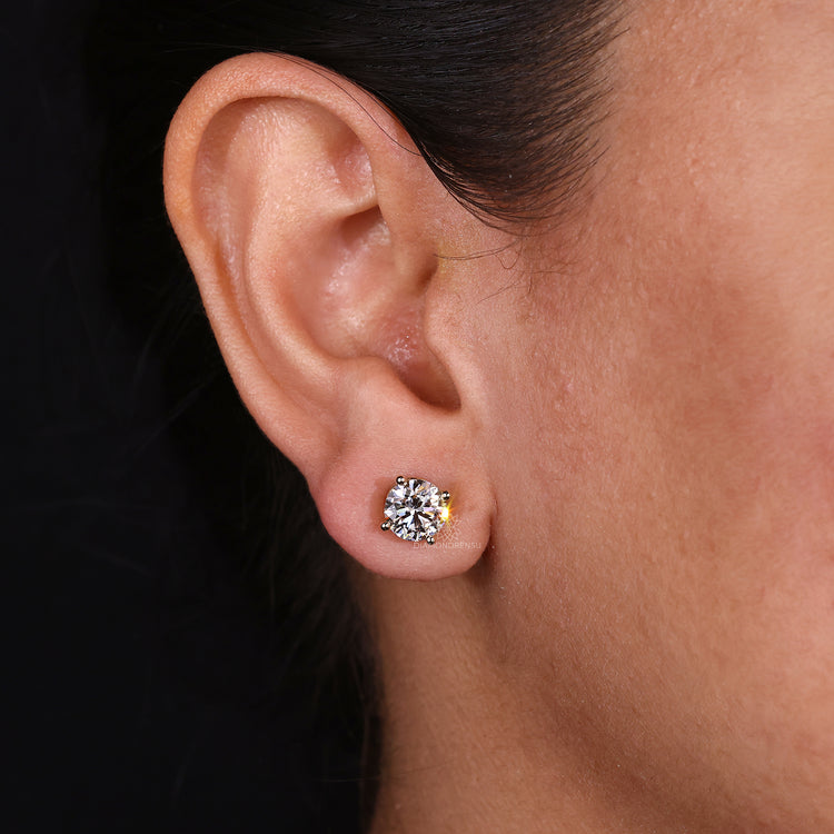 4 prong setting lab diamond earrings.